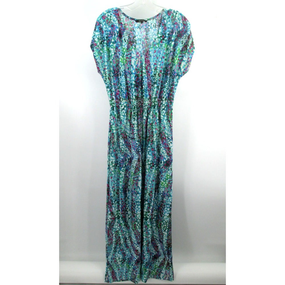 Just Love Women M Multicolor Mosaic Batik Maxi Dress Bohemian V-Neck 1215L-54